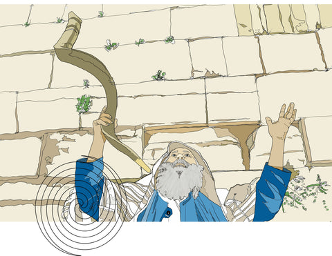 Blowing Shofar at the wall